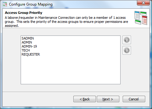 Access Group Priority Sorting Menu
